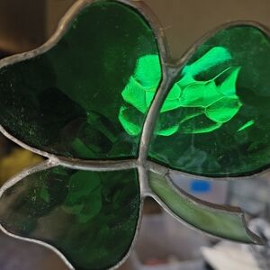 Green Stained Glass Shamrock Wall Art